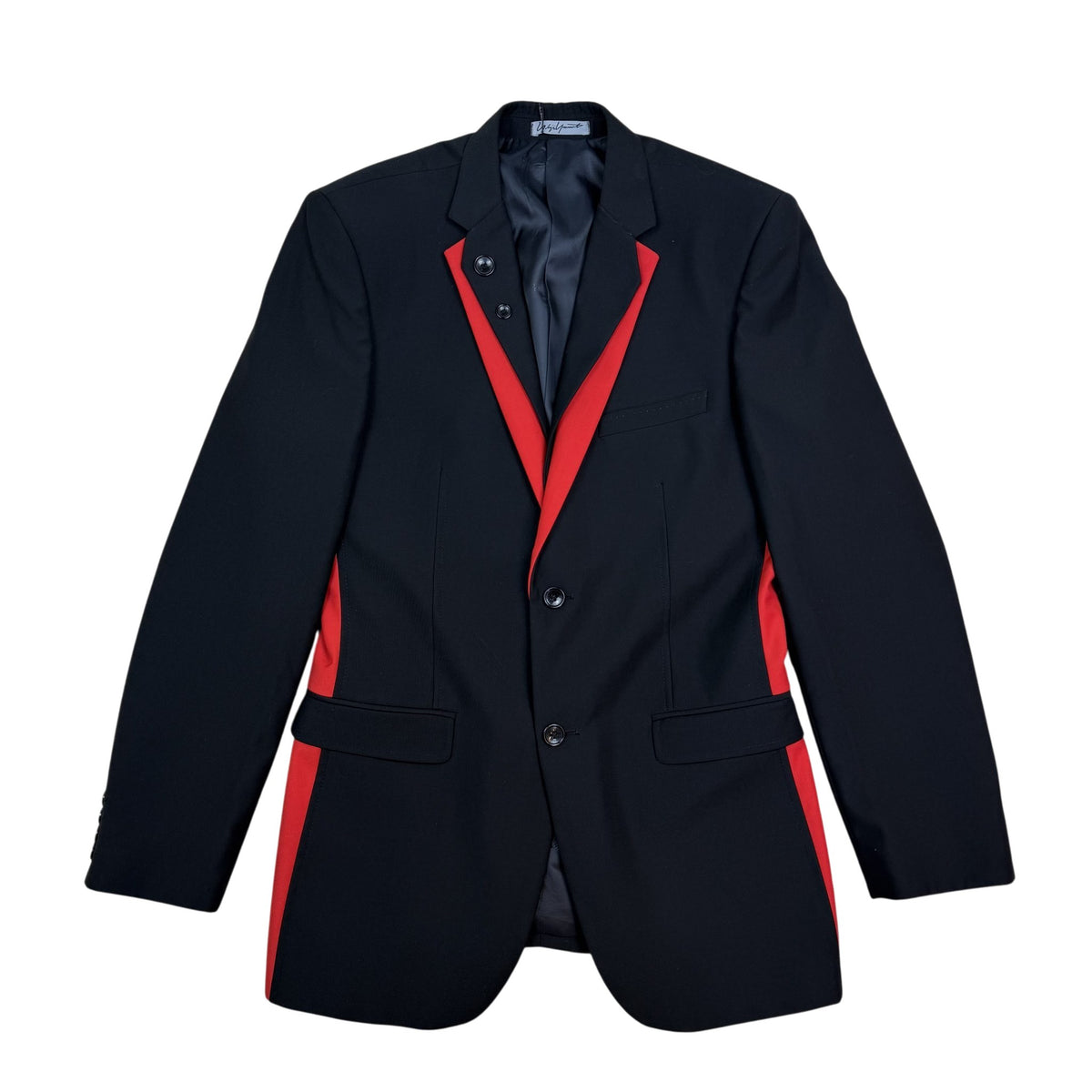 Yohji Yamamoto Pour Homme Contrast Panel Blazer Black/Red (Size 52/Fits M-L)