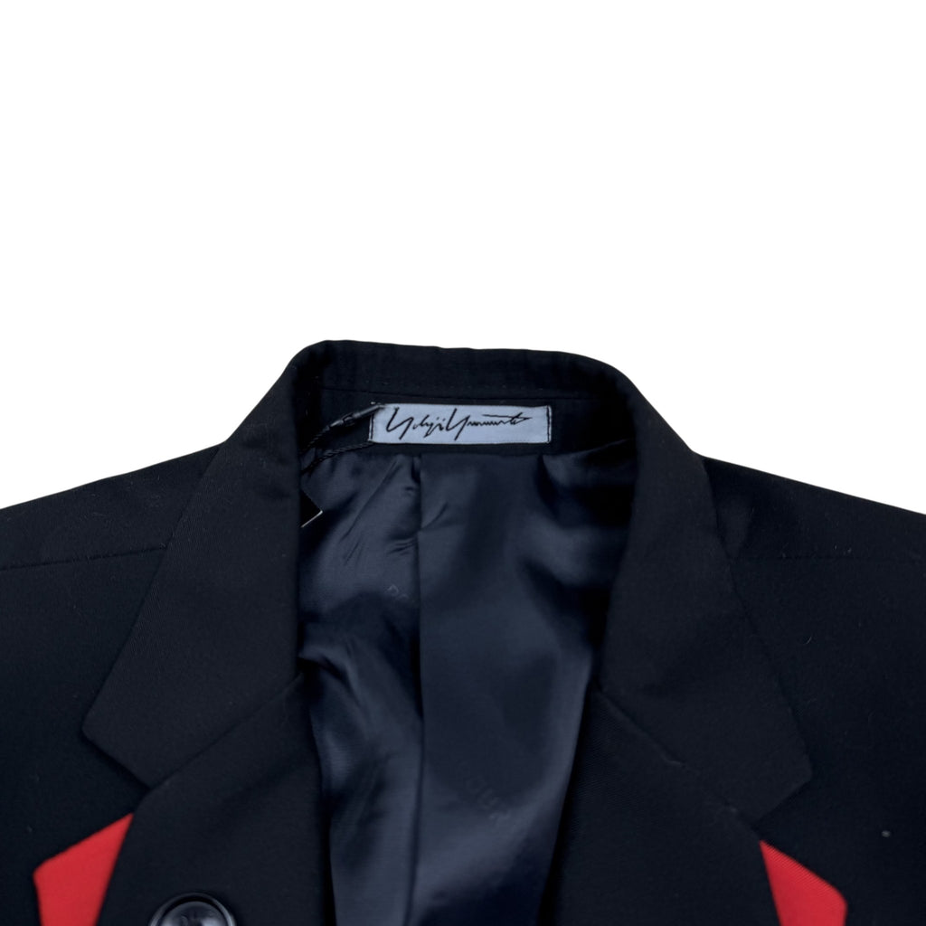 Yohji Yamamoto Pour Homme Contrast Panel Blazer Black/Red (Size 52/Fits M-L)