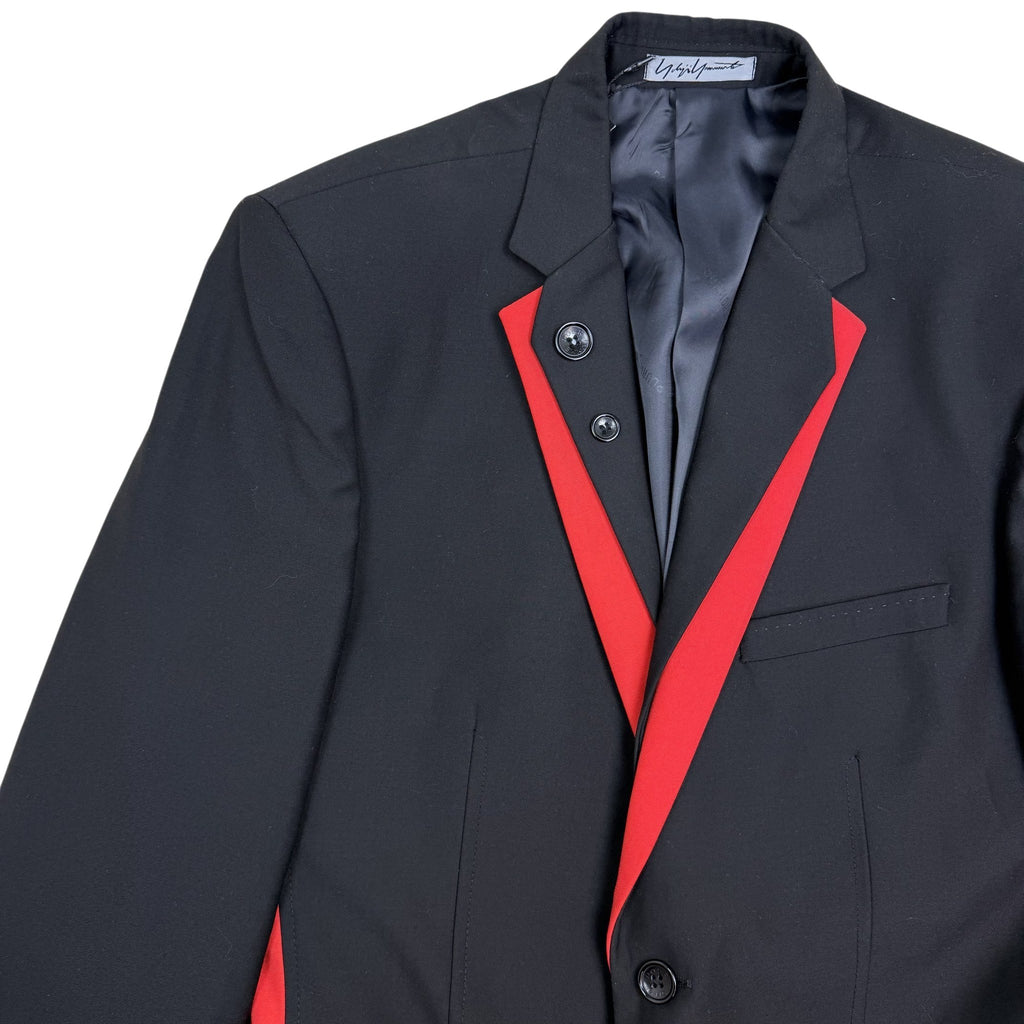 Yohji Yamamoto Pour Homme Contrast Panel Blazer Black/Red (Size 52/Fits M-L)