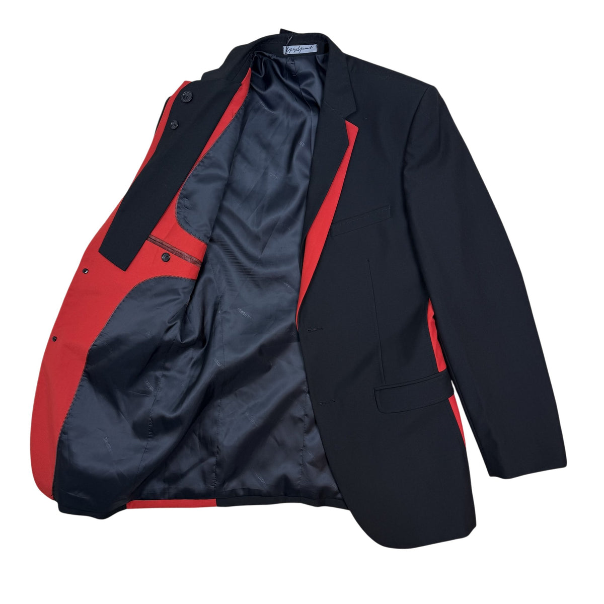 Yohji Yamamoto Pour Homme Contrast Panel Blazer Black/Red (Size 52/Fits M-L)