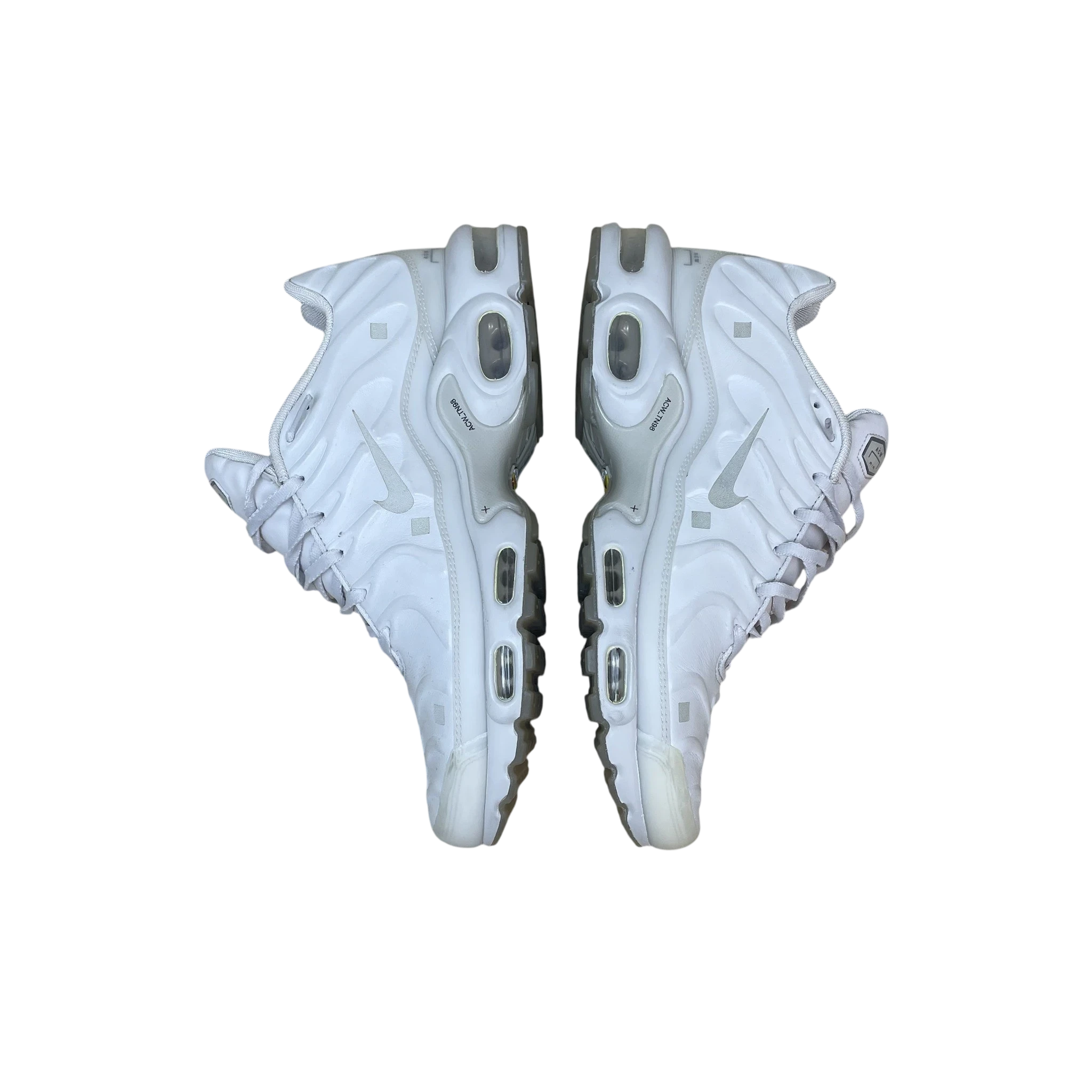 Zenno Archive ACW x Nike Air Max Plus TN sneakers in light bone featuring a sleek white design and signature cushioning