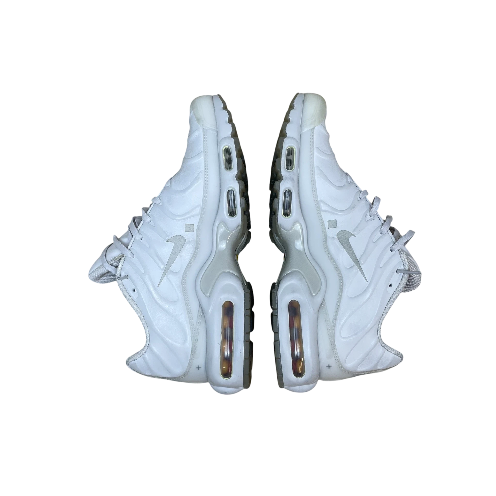 Zenno Archive ACW x Nike Air Max Plus TN sneakers in Light Bone featuring a sleek white leather and mesh design.