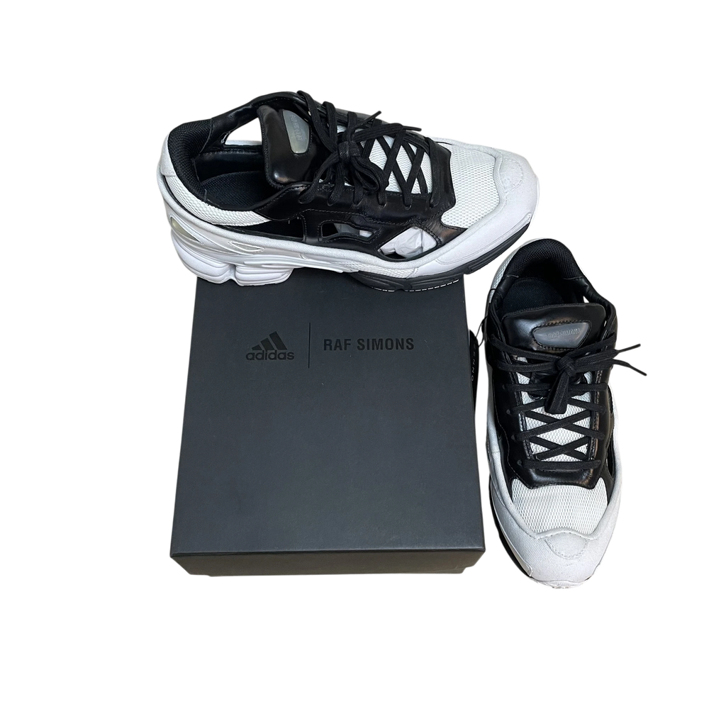 Zenno Archive Adidas x Raf Simons Ozweego Replicant sneakers in black and cream with original branded shoe box