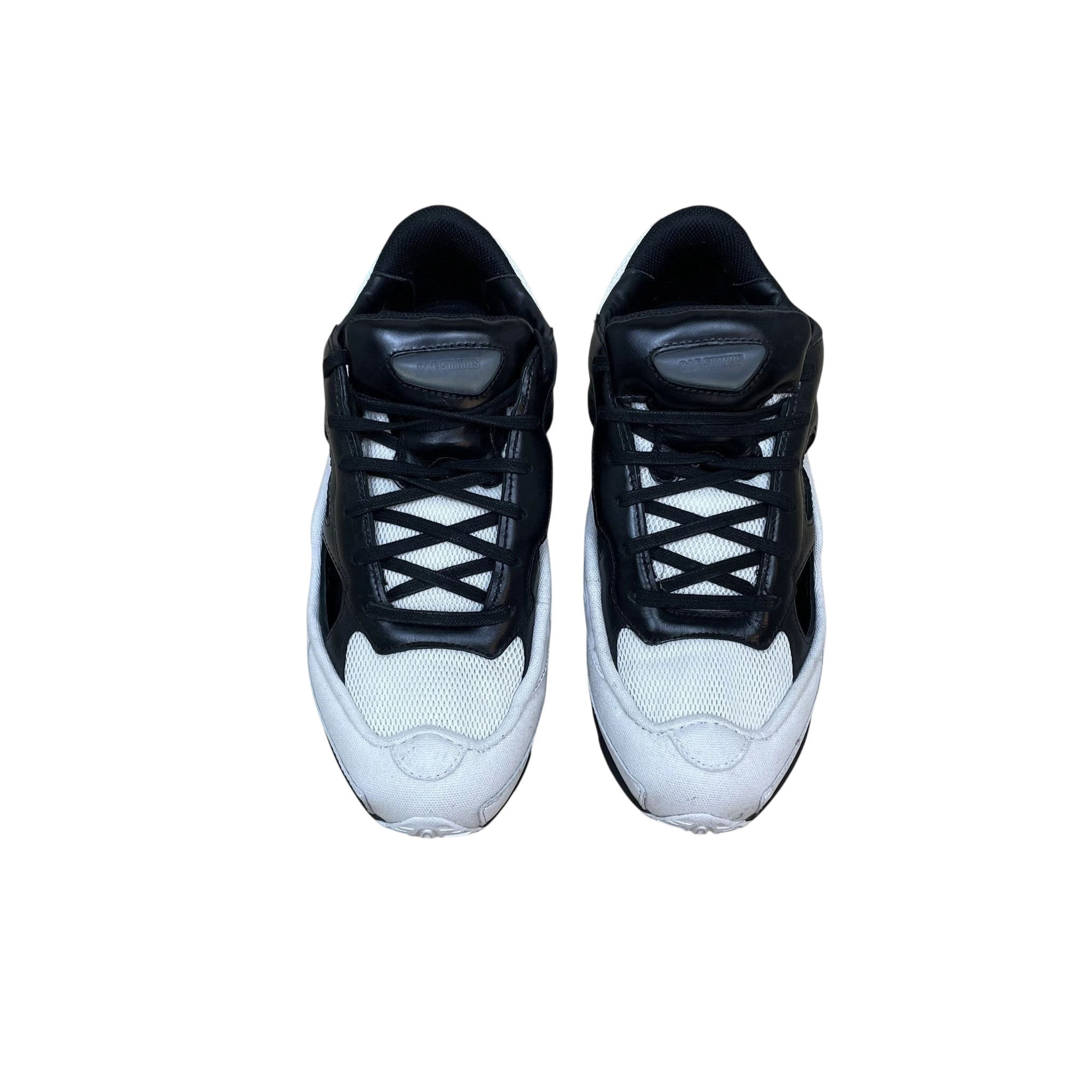 Zenno Archive Adidas x Raf Simons AW18 Ozweego Replicant sneakers in black and cream leather and mesh