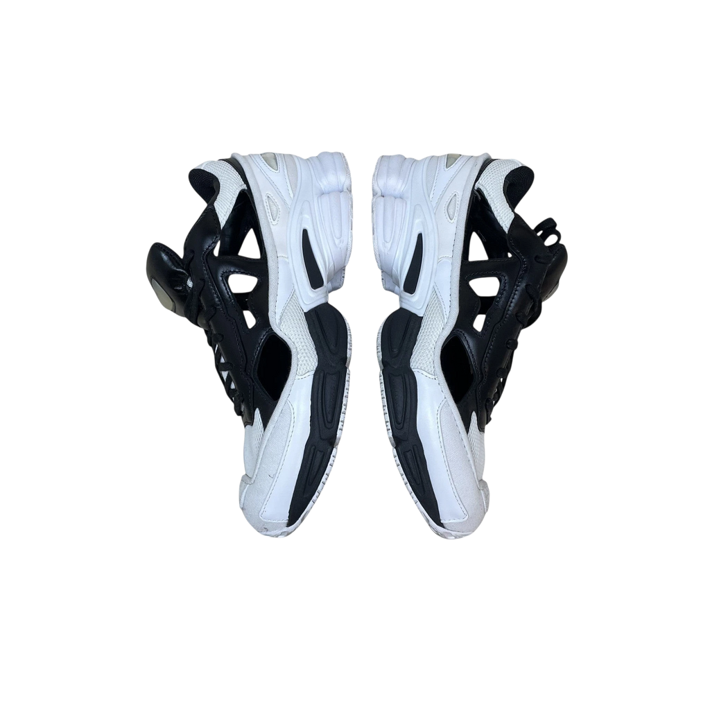 Zenno Archive Adidas x Raf Simons AW18 Ozweego Replicant sneakers in black and cream with cut-out design