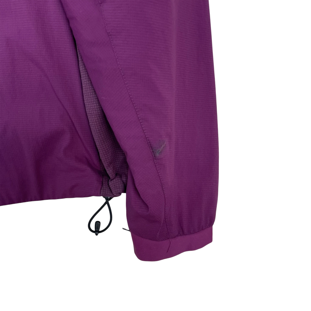 Zenno Archive Arc'teryx Women's Atom LT jacket in purple with a visible stain on the sleeve cuff