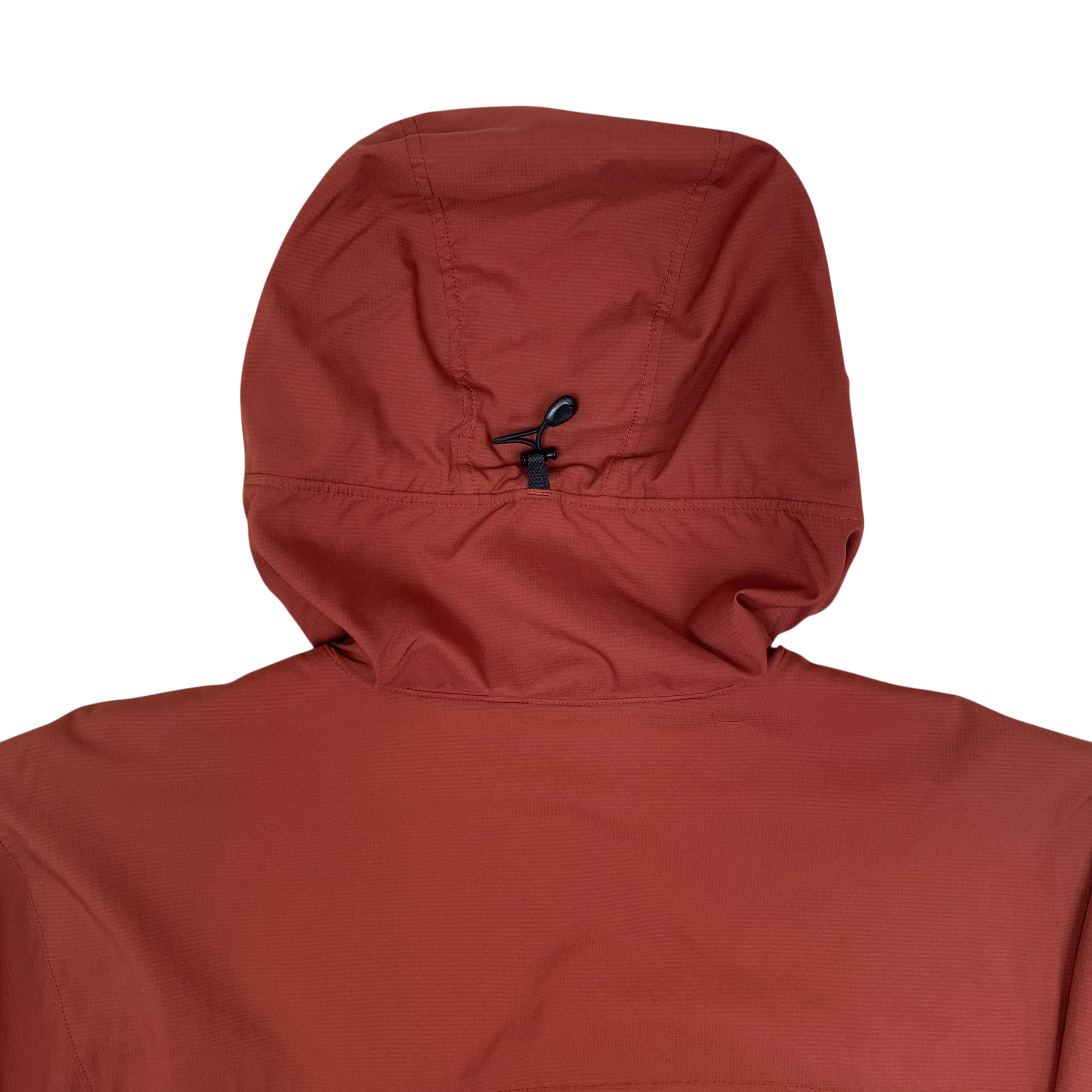 Zenno Archive Arc’teryx Atom SL red hooded jacket back view with adjustable hood toggle