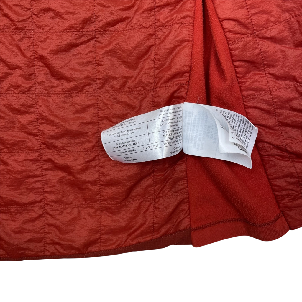 Zenno Archive Arc’teryx Atom SL red quilted jacket interior with care and material labels