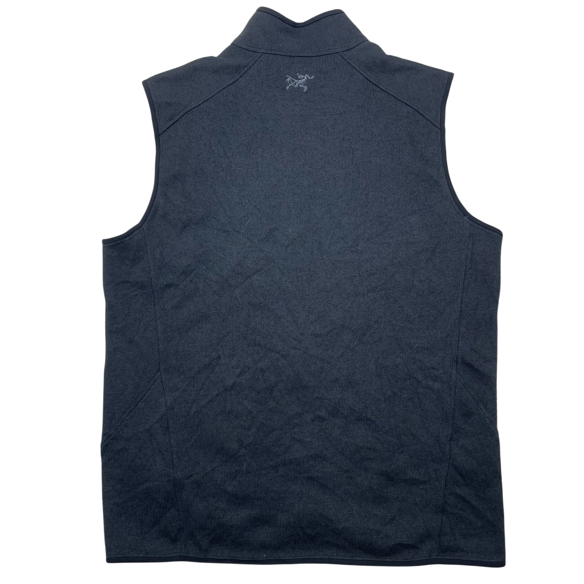Zenno Archive Arcteryx Covert fleece vest in grey, back view showing the embroidered logo on the upper back.