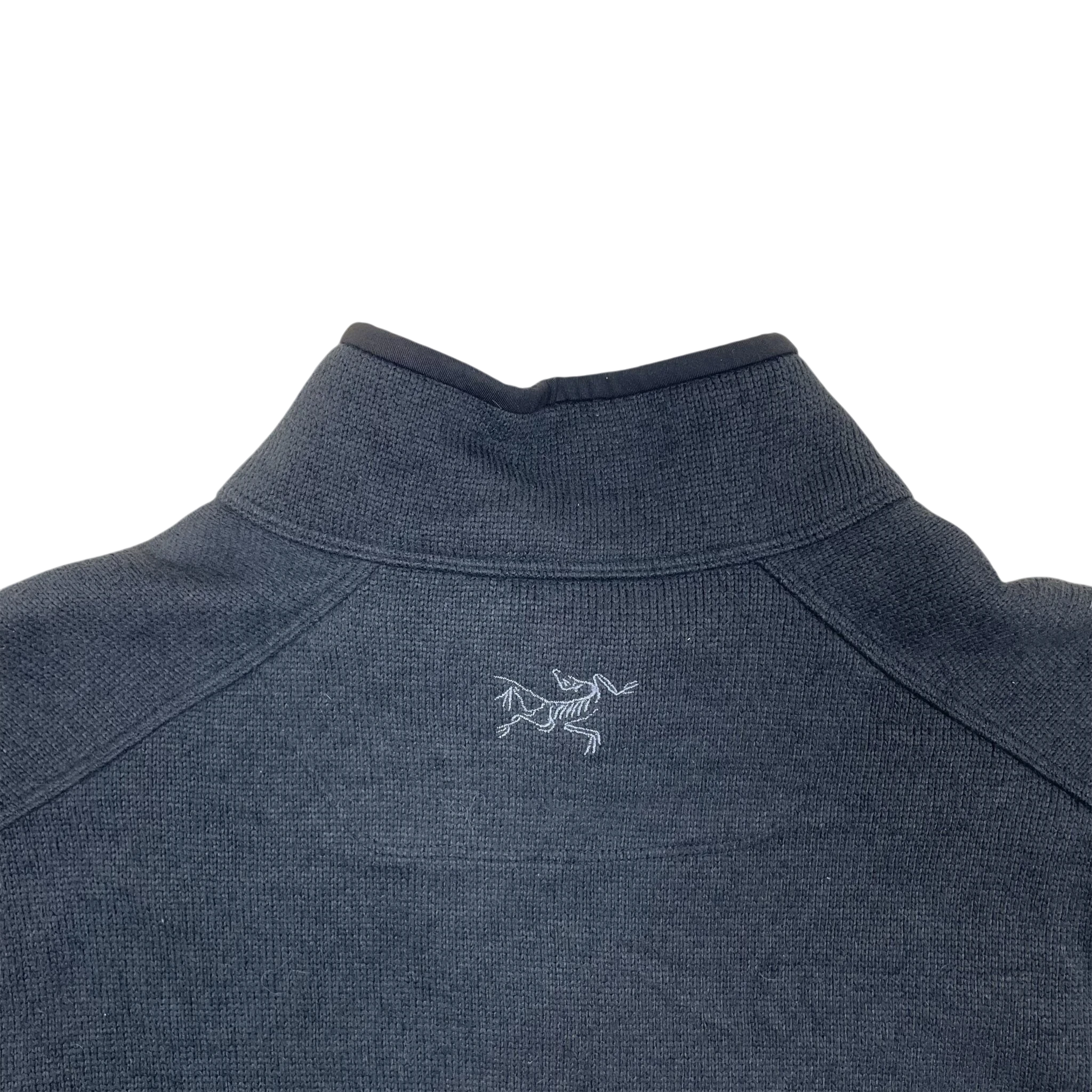 Zenno Archive Arcteryx Covert fleece vest in grey with embroidered logo detail on the back collar