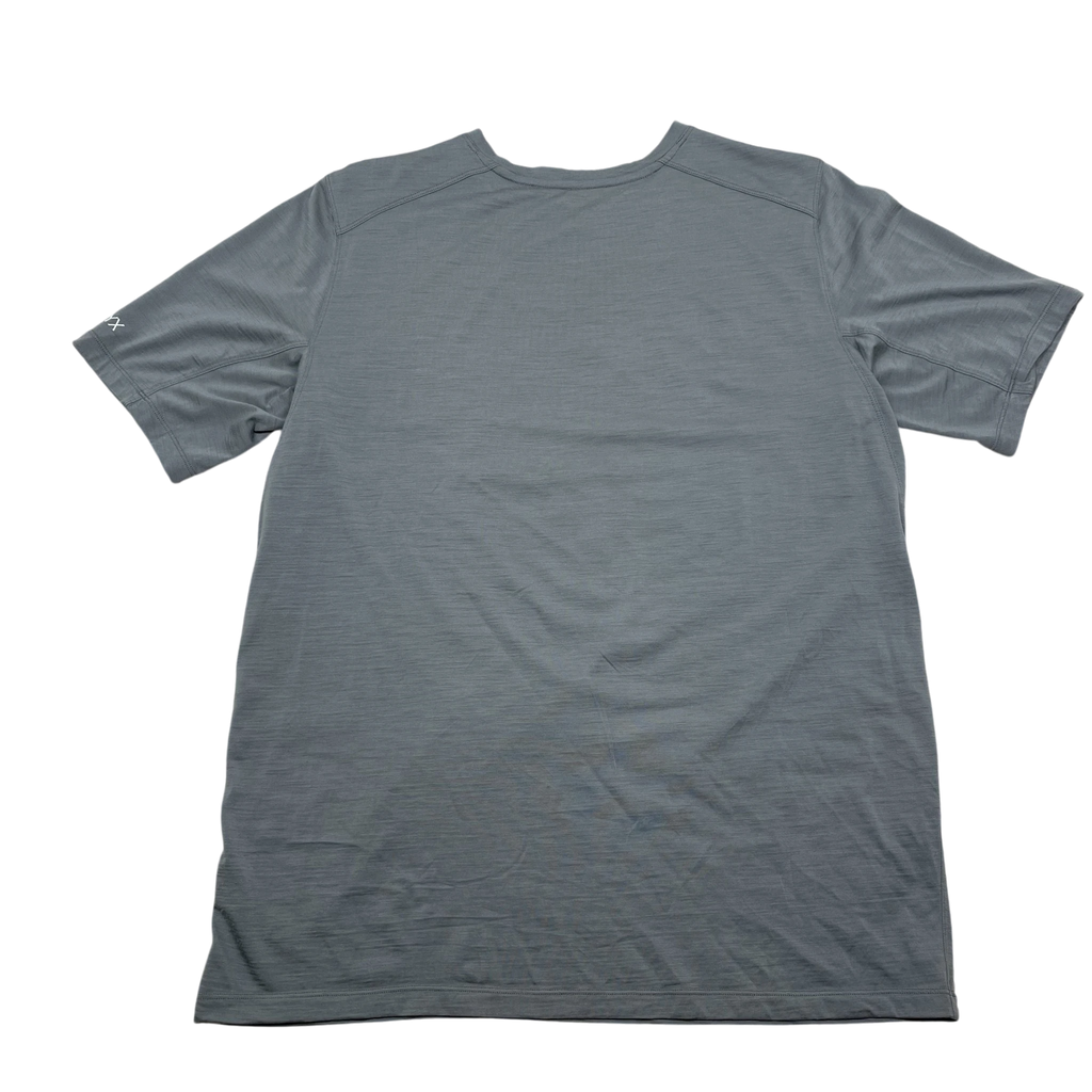 Zenno Archive Arcteryx grey dri-fit athletic t-shirt with short sleeves and logo detail on the sleeve