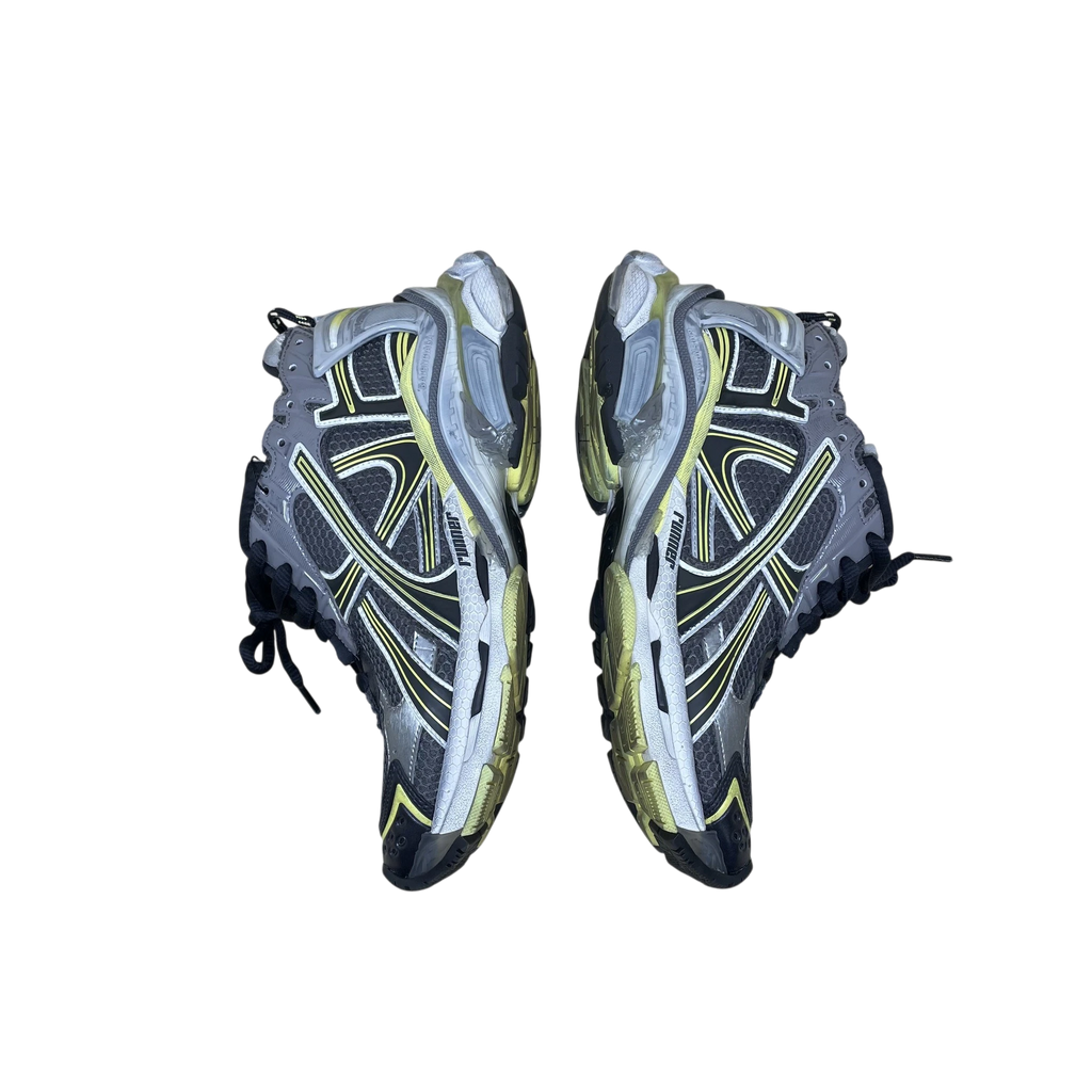 Zenno Archive Balenciaga 2022 Runner sneakers in grey and yellow with mesh and synthetic overlays