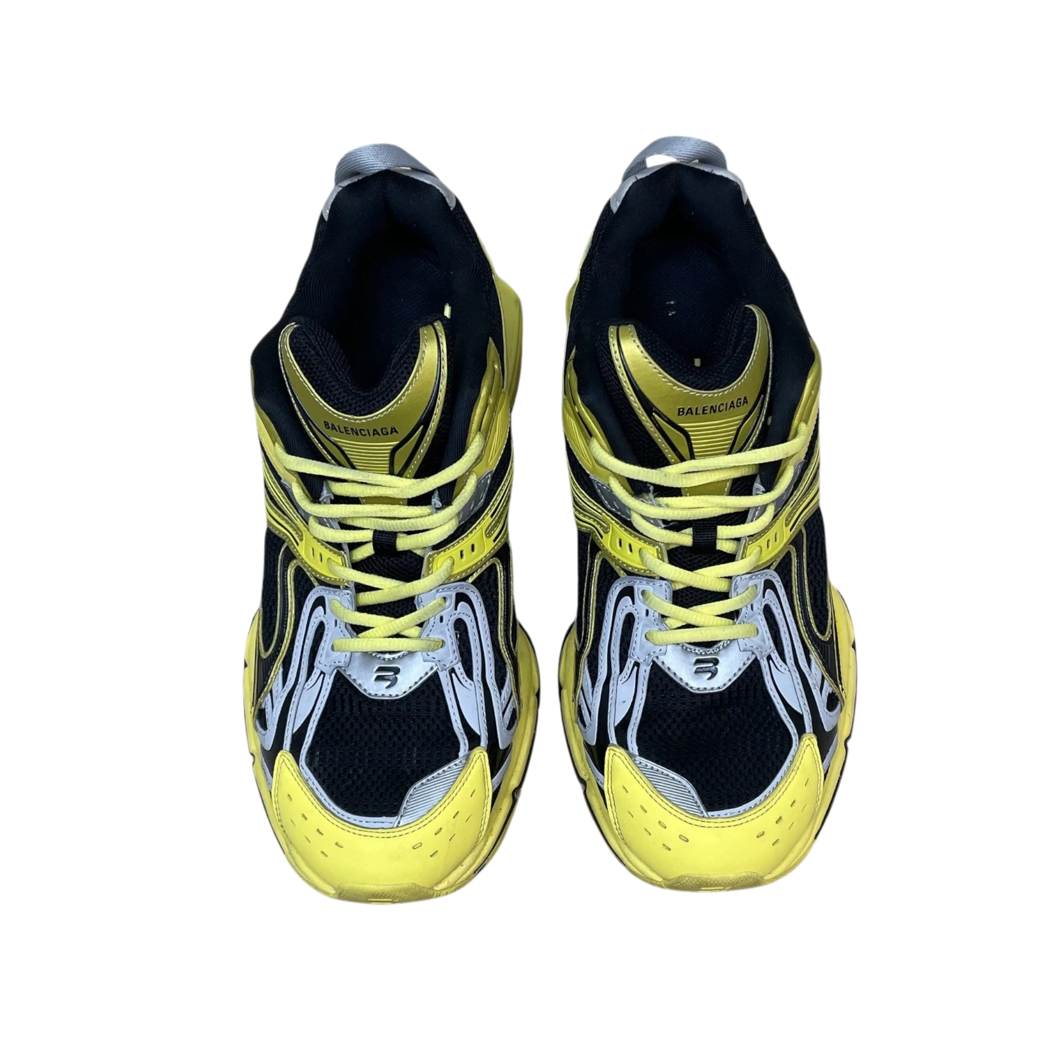 Zenno Archive Balenciaga X-Pander sneakers in yellow and black with a technical mesh and metallic finish