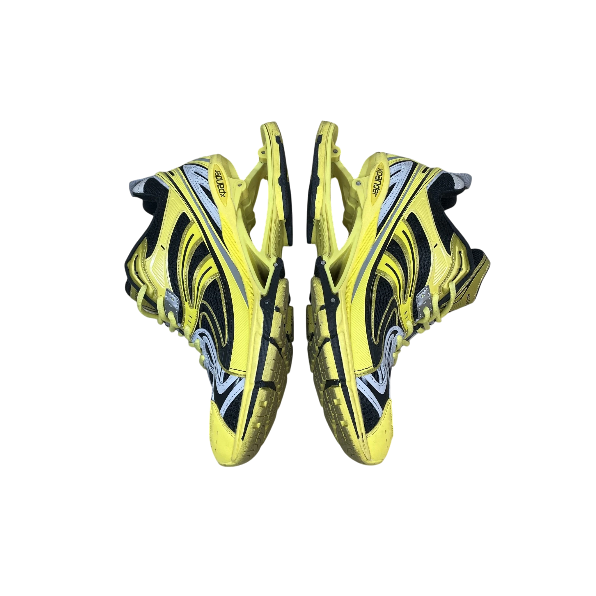 Zenno Archive Balenciaga X-Pander sneakers in yellow and black with a unique suspended heel design