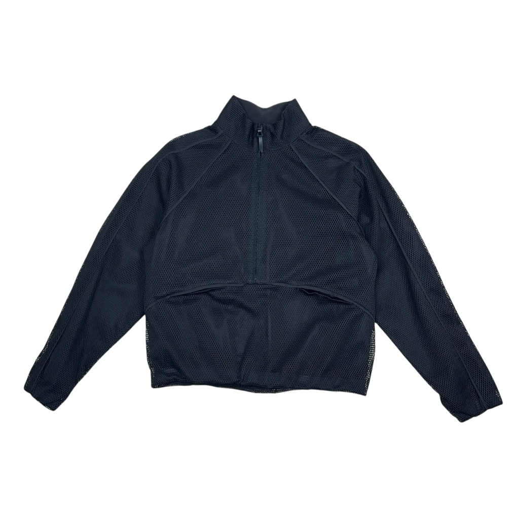Zenno Archive Common Divisor black mesh contour jacket with a high collar and front zip closure.