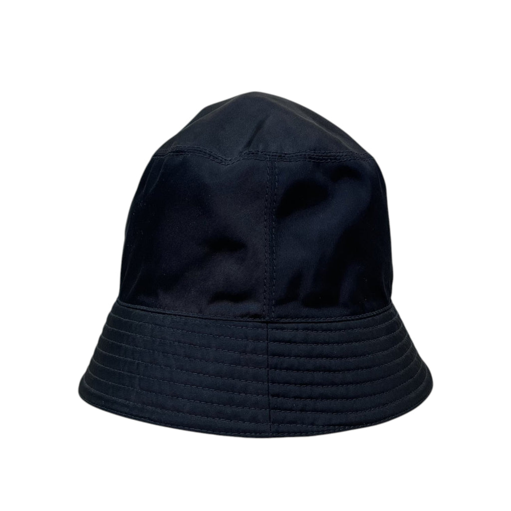 Zenno Archive black nylon bucket hat with signature triangle logo plaque, size M.