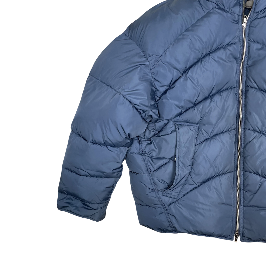Zenno Archive blue Random Identities duvet puffer jacket with quilted pattern and front zipper closure