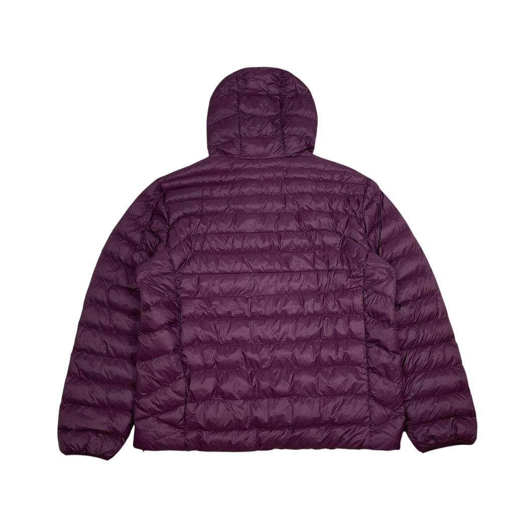 Zenno Archive Polo Ralph Lauren burgundy down puffer jacket with a hood, back view