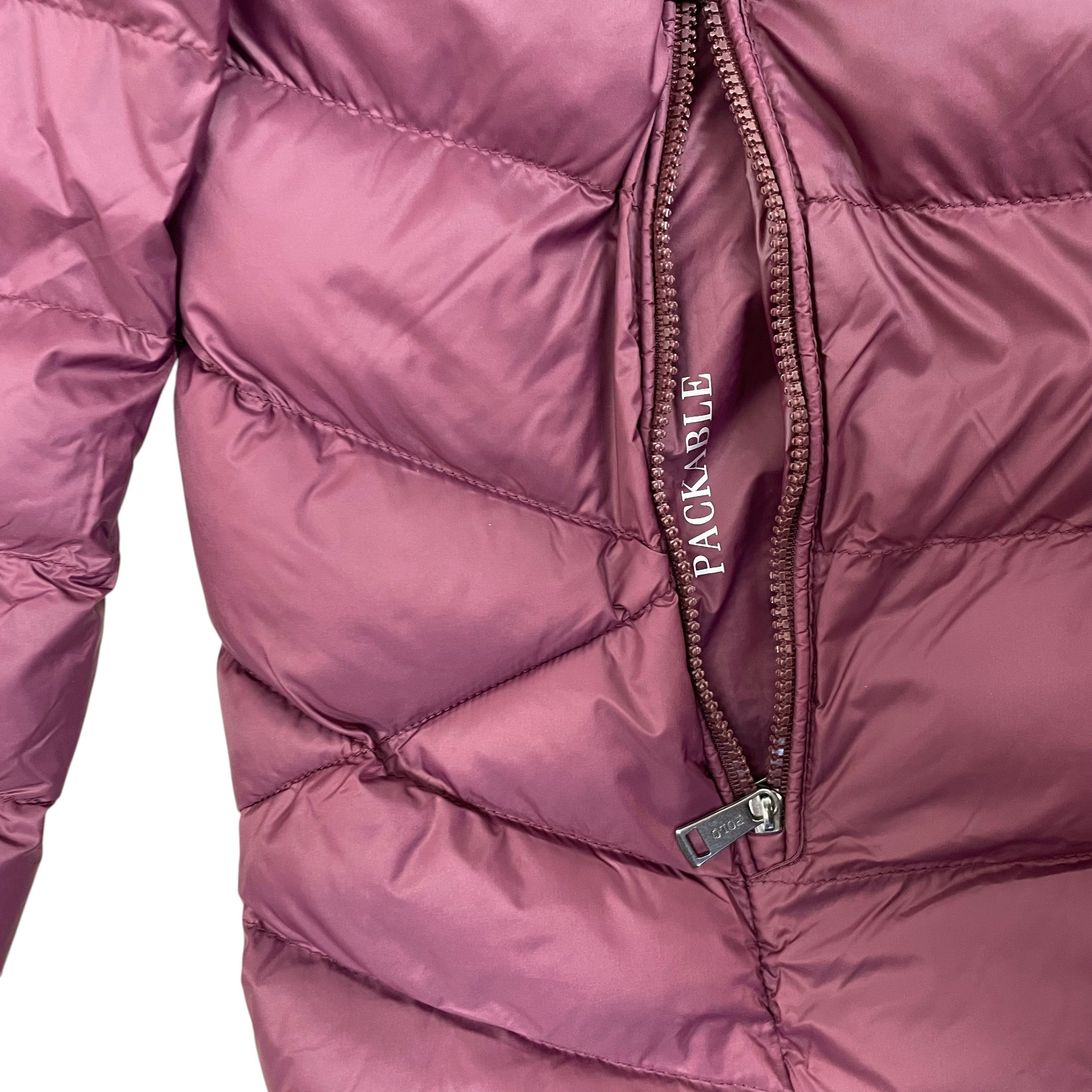 Zenno Archive Polo Ralph Lauren burgundy down puffer jacket with packable zipper detail
