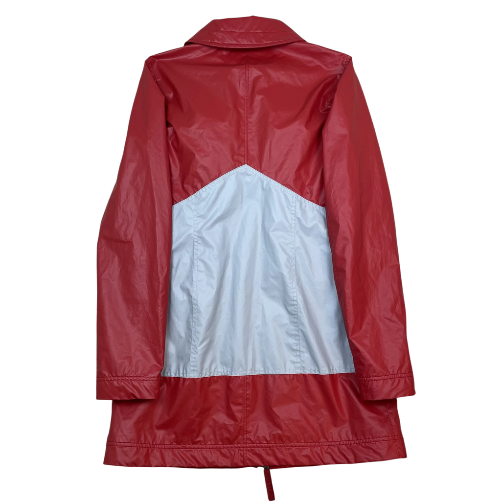 Zenno Archive Chanel Sport 90s red and silver polyester rain coat with a back view design
