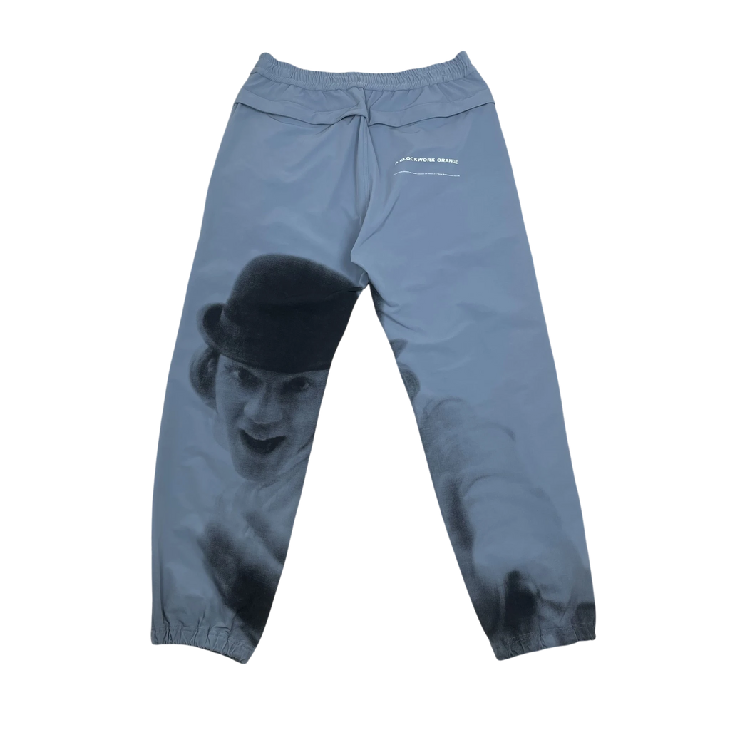 Zenno Archive baby blue track pants featuring A Clockwork Orange graphic print and elasticated waist