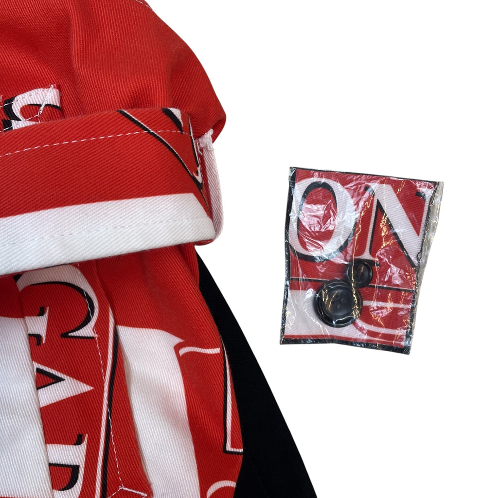 Zenno Archive Comme des Garçons Homme Plus AW20 runway docking coat in red and black with spare buttons in packaging