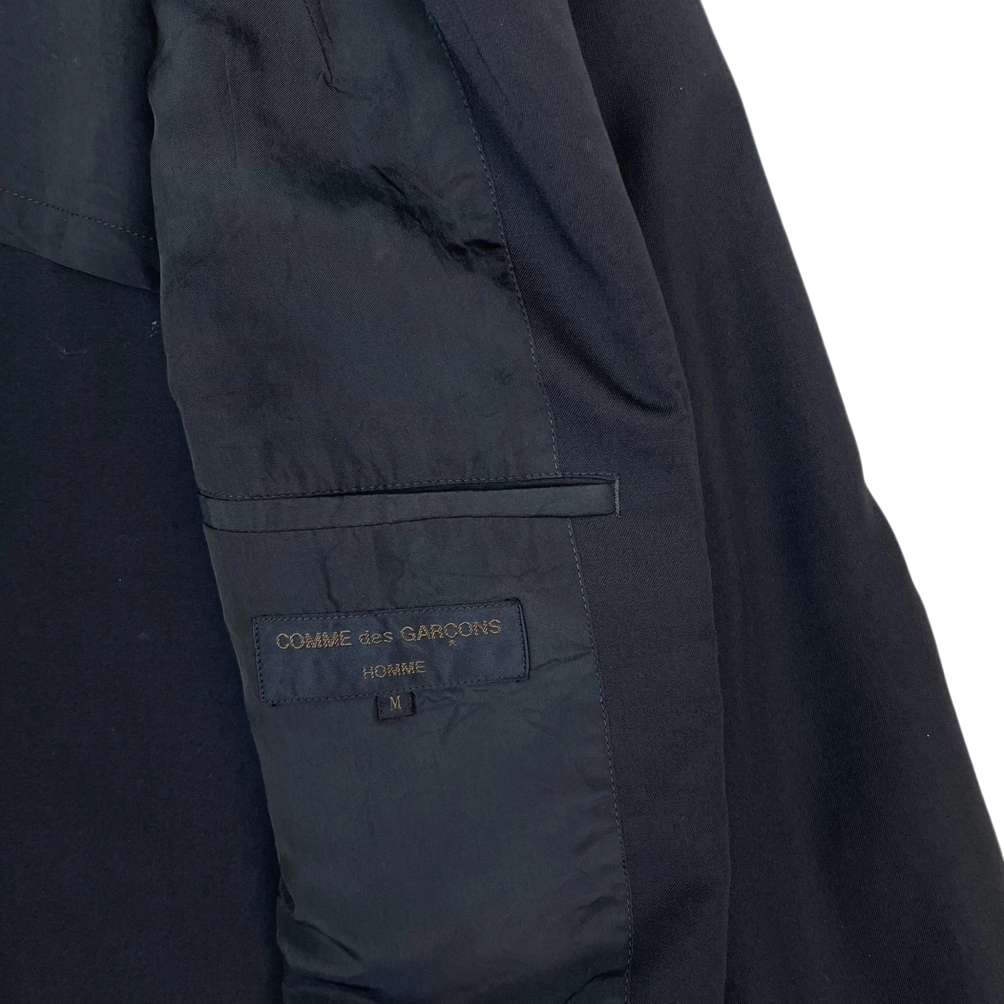 Zenno Archive Comme Des Garcons Homme AD1993 black blazer interior label and pocket detail