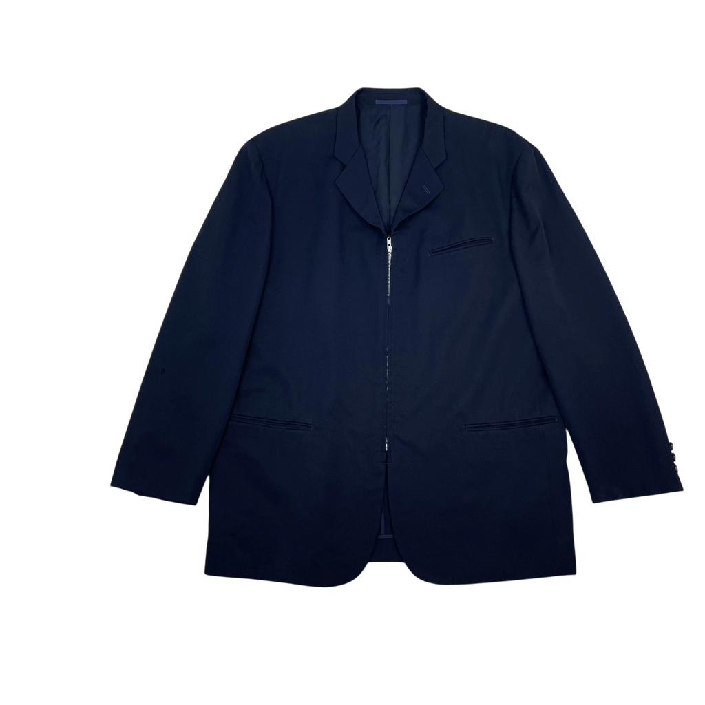 Zenno Archive black Comme Des Garcons Homme AD1993 zip-up blazer jacket with notched lapels and front pockets
