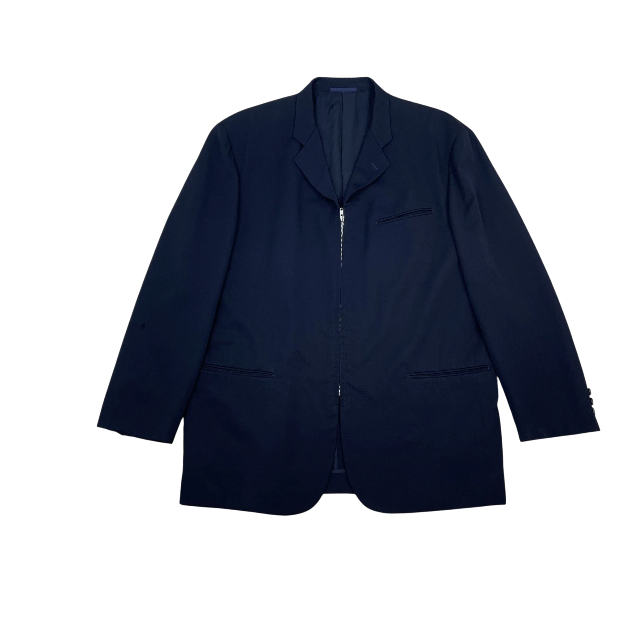 Zenno Archive black Comme Des Garcons Homme AD1993 zip-up blazer jacket with notched lapels and front pockets