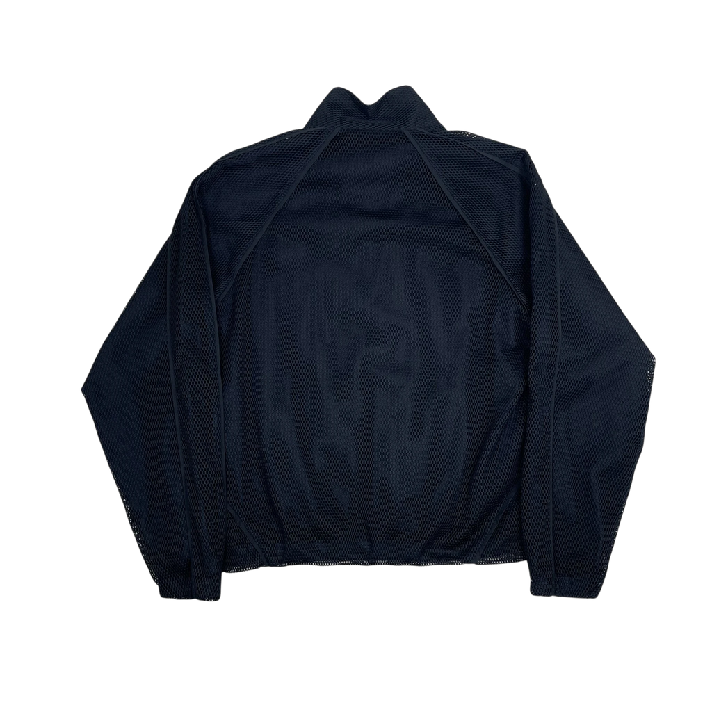 Zenno Archive Common Divisor black mesh contour jacket with long sleeves and a high collar, back view