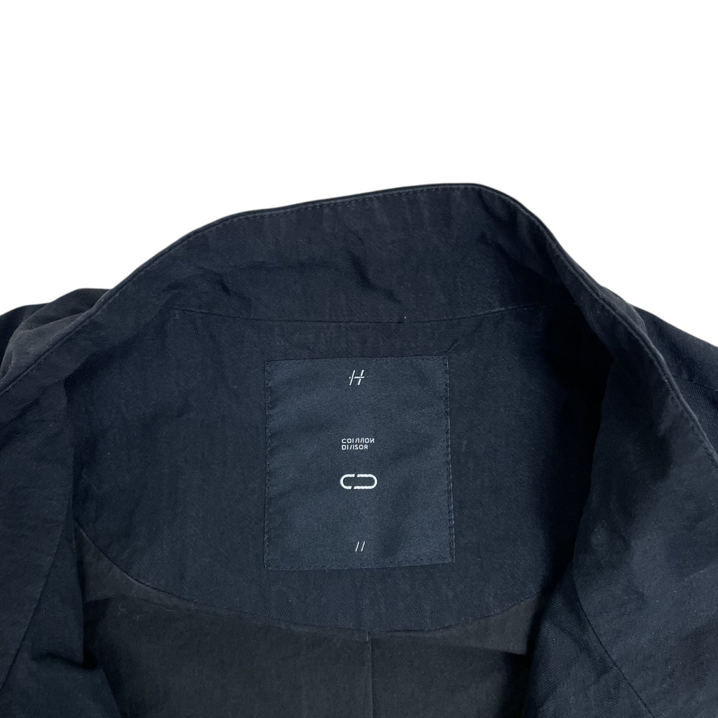 Zenno Archive Common Divisor Vale stand collar jacket in black with interior brand label detail