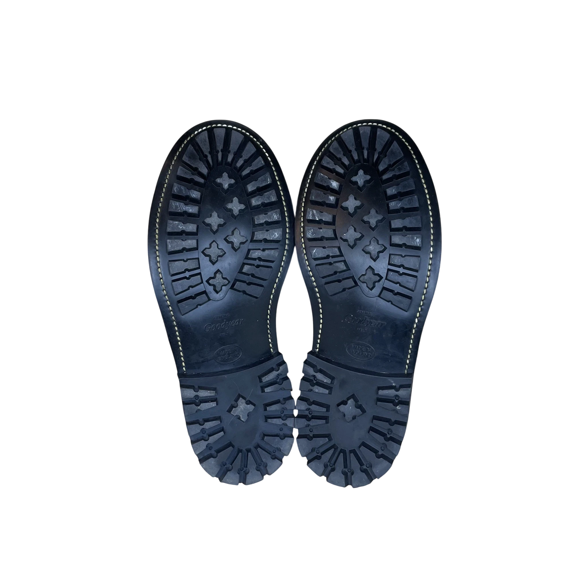 Zenno Archive Craig Green x Grenson Oxford Derby shoes showing the black Goodyear welted lugged rubber outsoles.