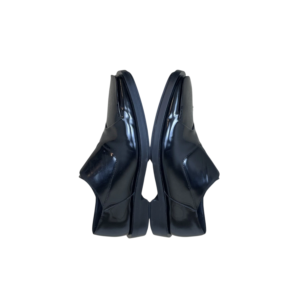 Zenno Archive Deriv black patent leather loafers with a sleek slip-on design and thick rubber soles.
