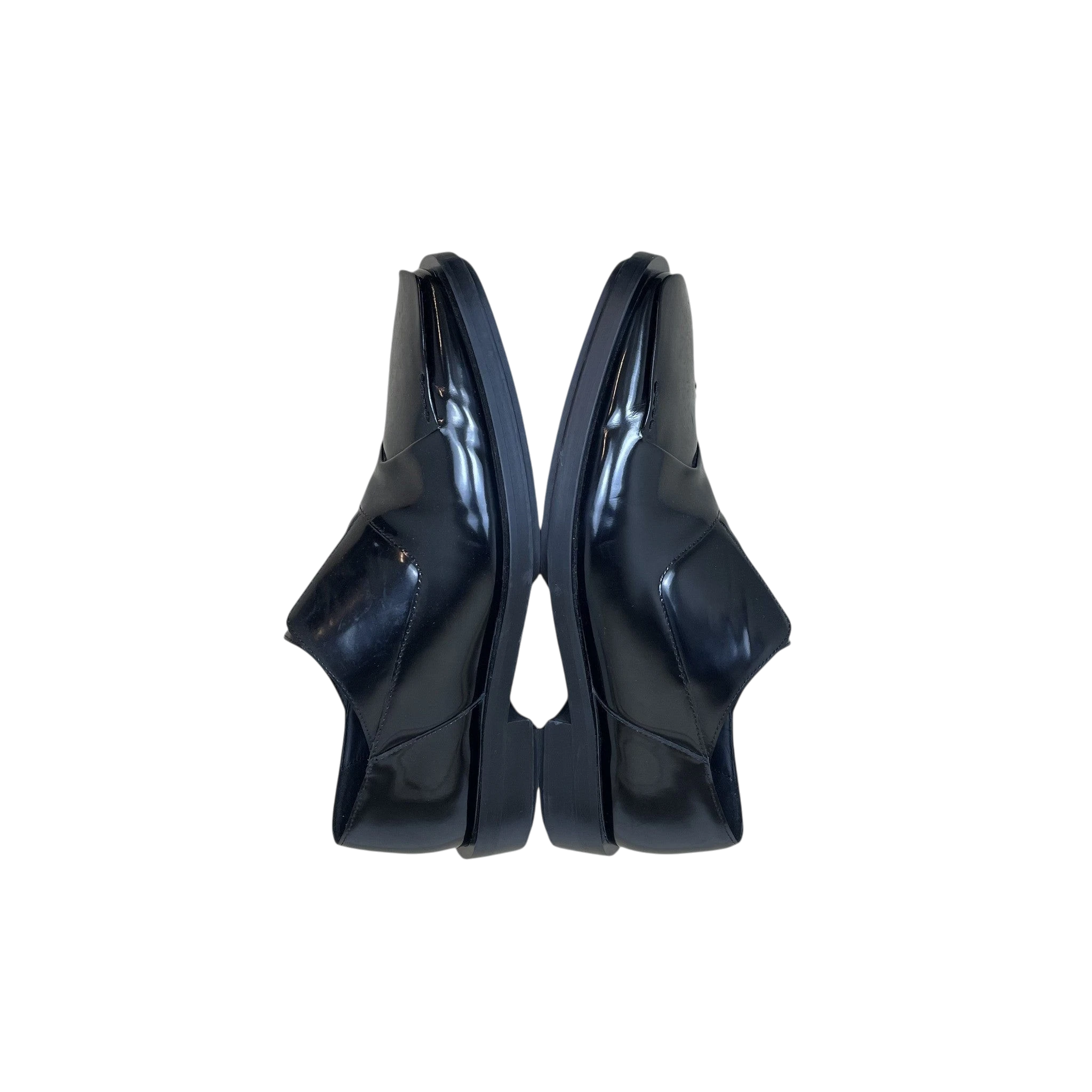 Zenno Archive Deriv black patent leather loafers with a sleek slip-on design and thick rubber soles.