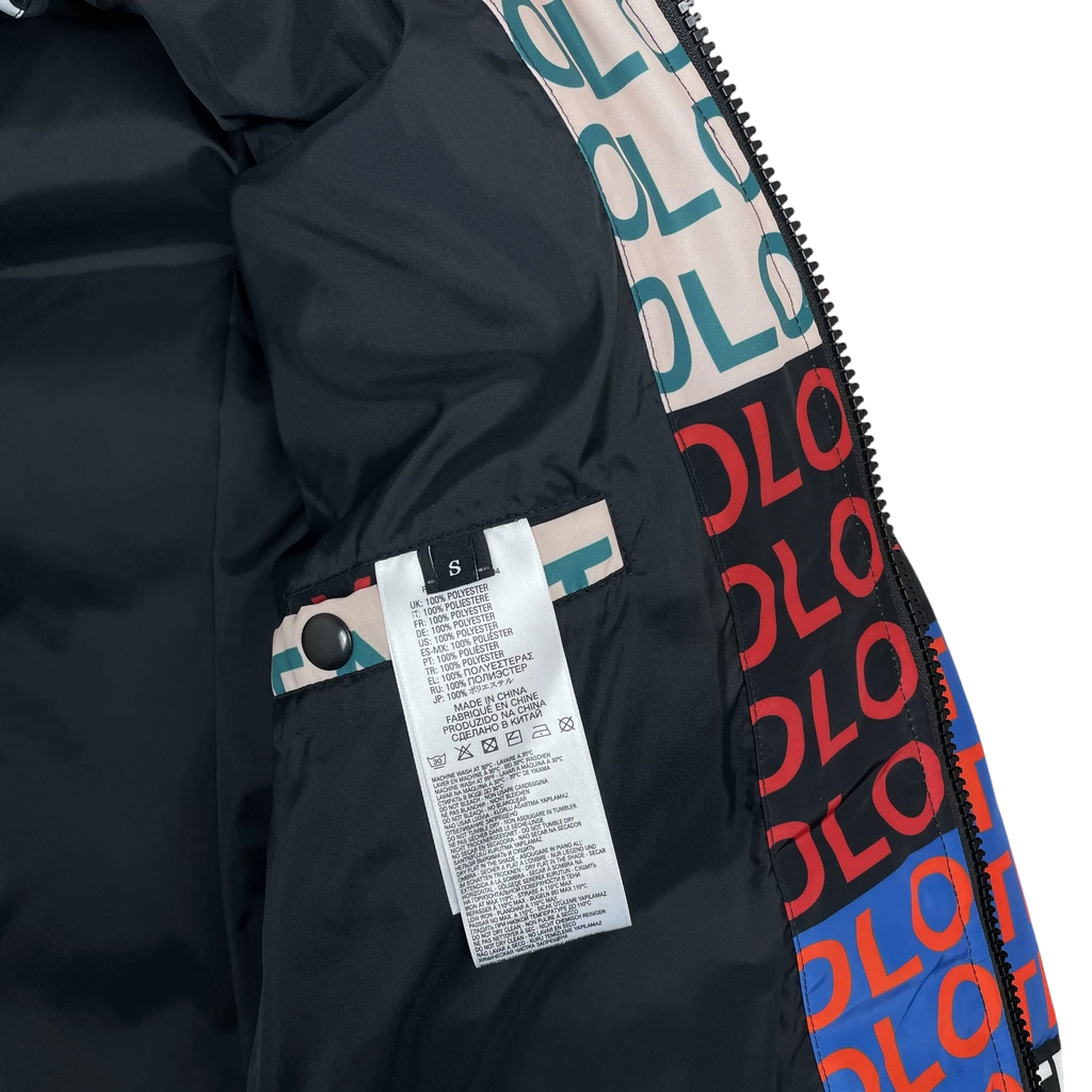 Zenno Archive Diesel FW18 W-Piatg puffer jacket interior with graphic logo lining and care label