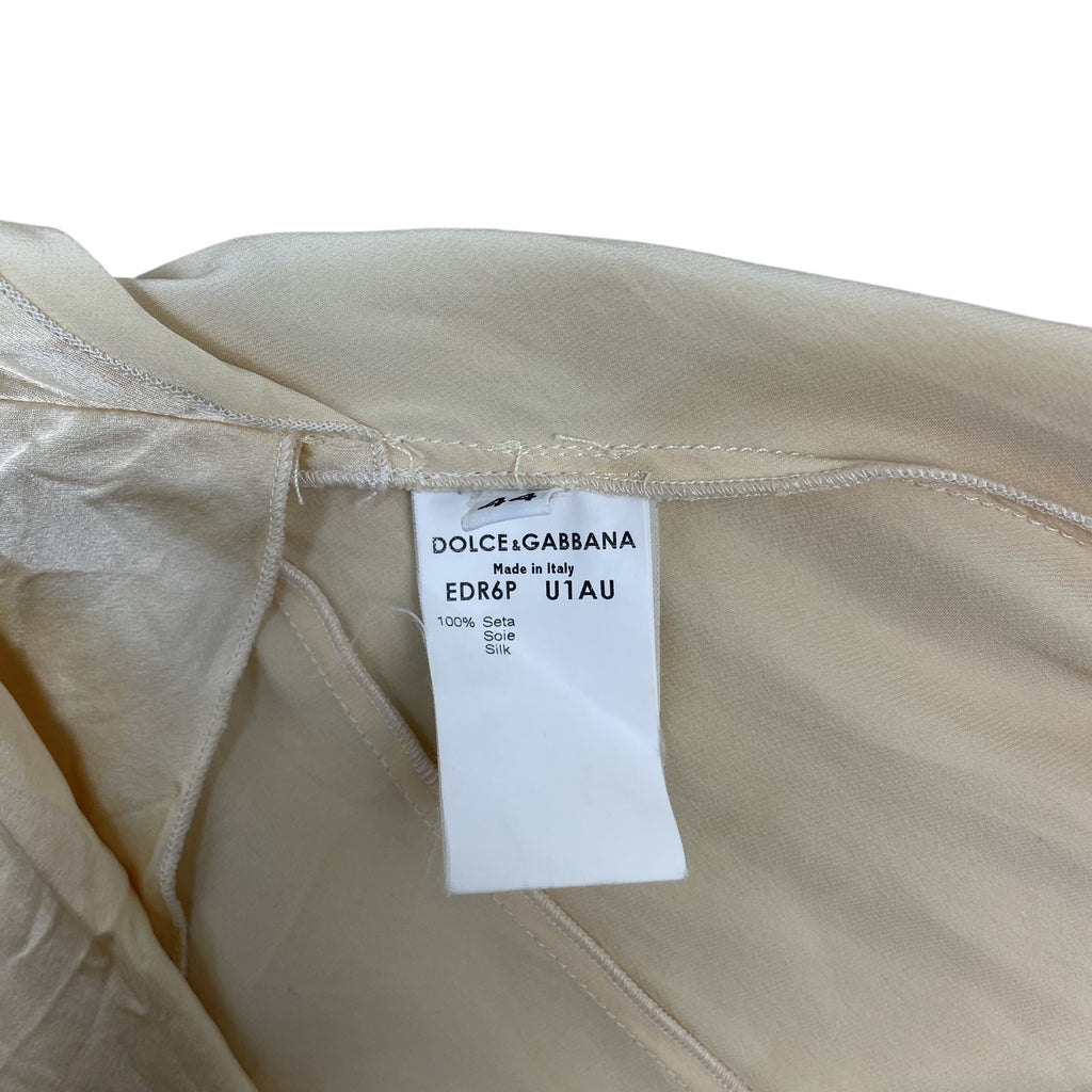 Zenno Archive Dolce & Gabbana Fall 2002 silk dress interior care label with size 44 and Italian manufacturing details
