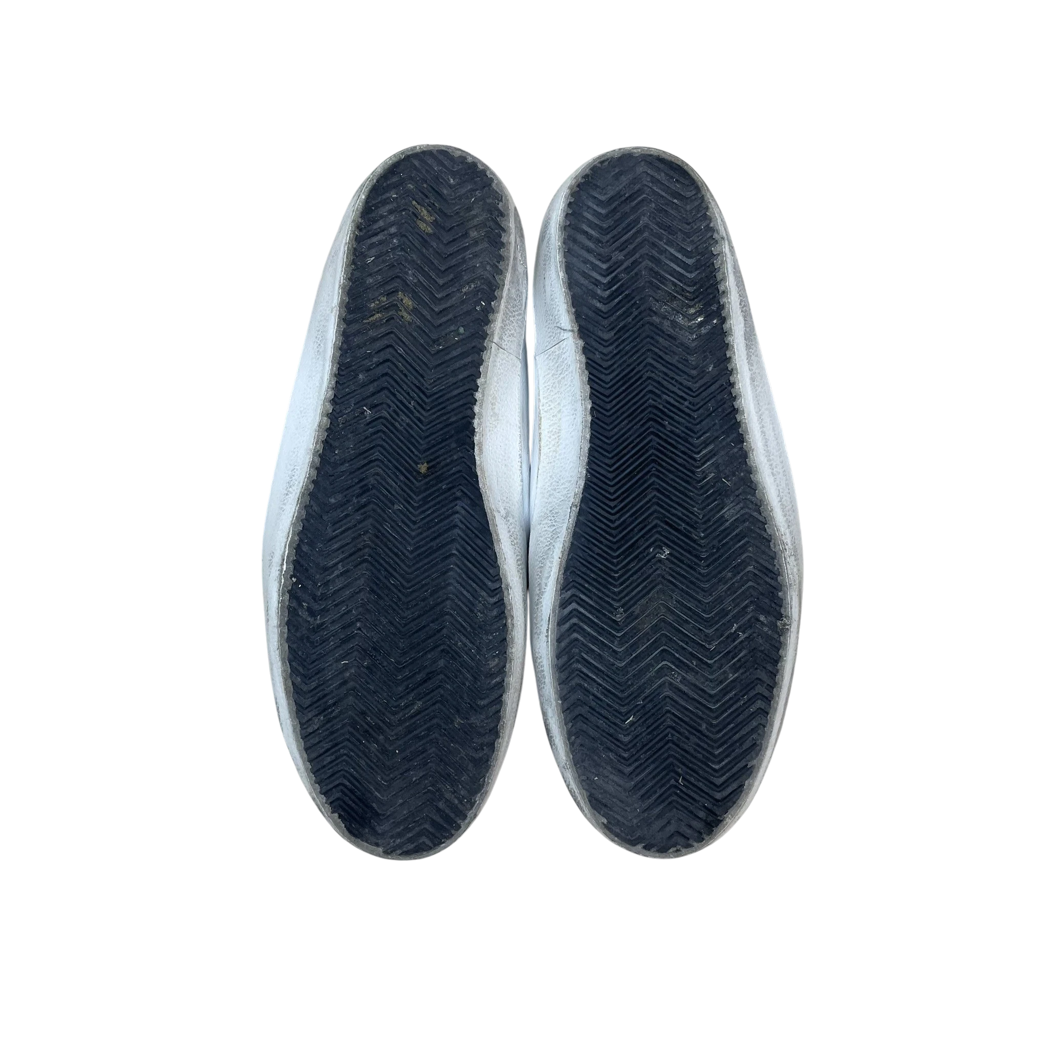 Zenno Archive Golden Goose Super Star sneakers showing the worn black herringbone rubber outsoles