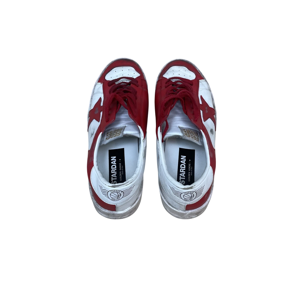 Zenno Archive Golden Goose Stardan leather sneakers in red and white with signature distressed finish