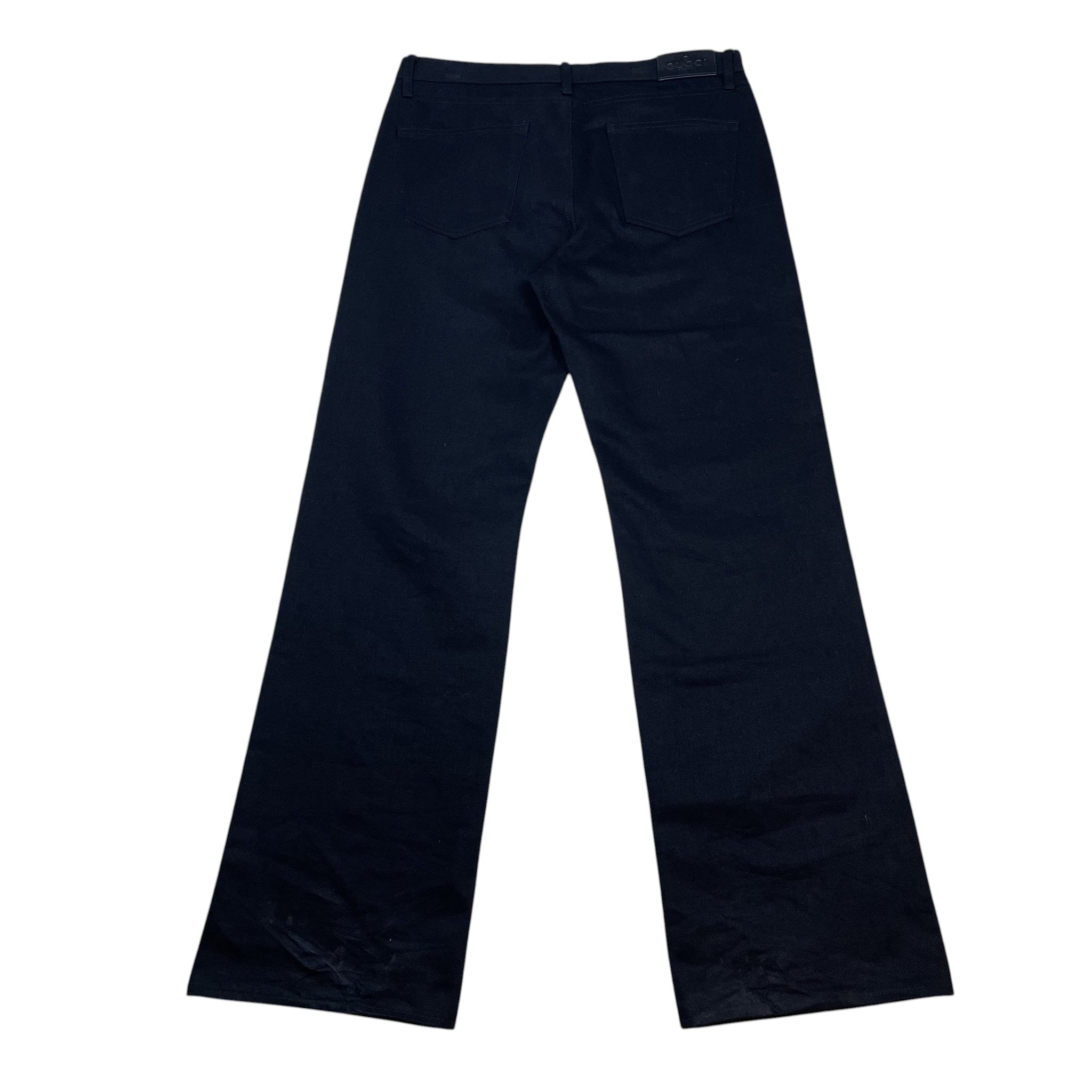 Zenno Archive Gucci AW25 black denim jeans with back pockets and straight leg fit viewed from behind