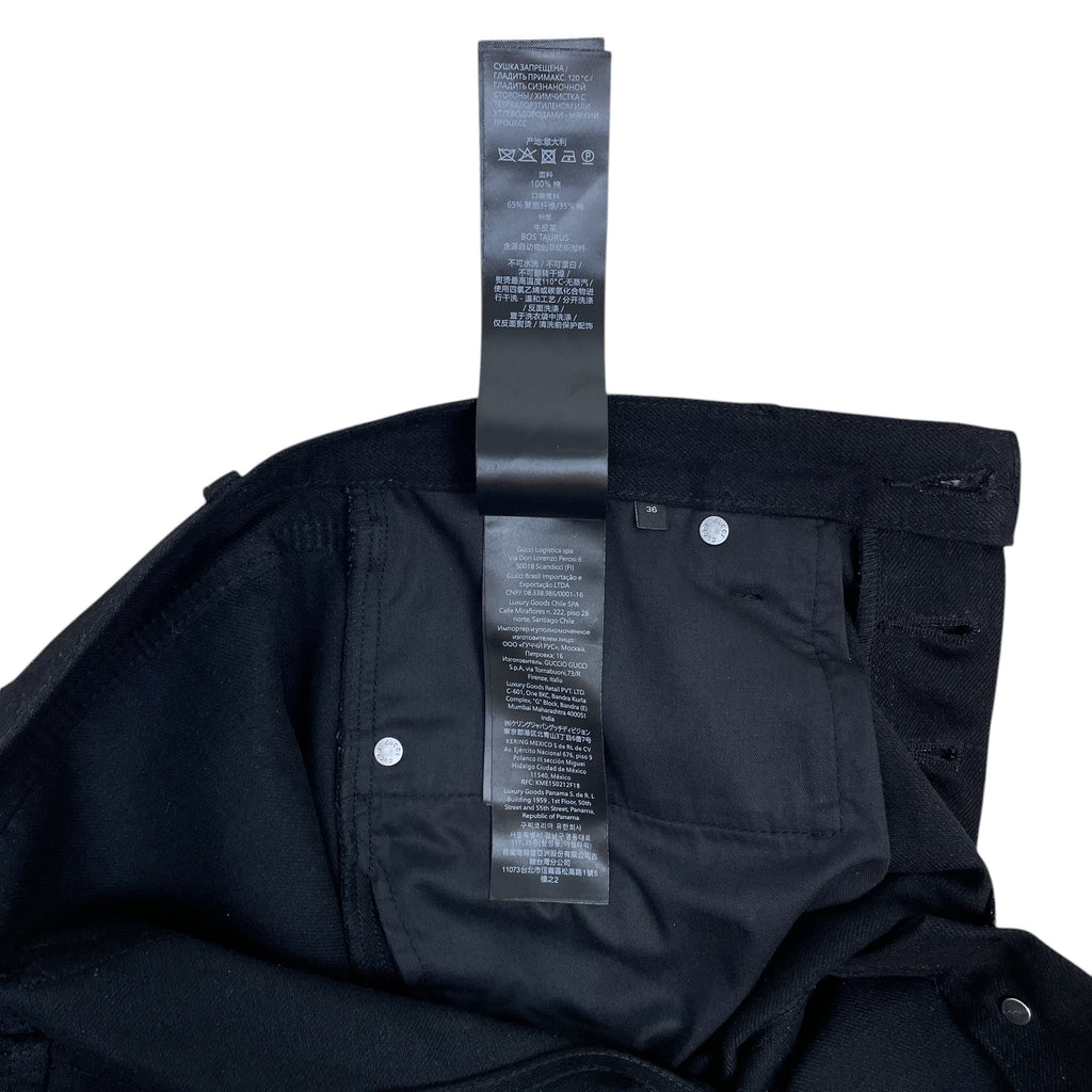 Zenno Archive Gucci AW25 black jeans interior care and composition label detail