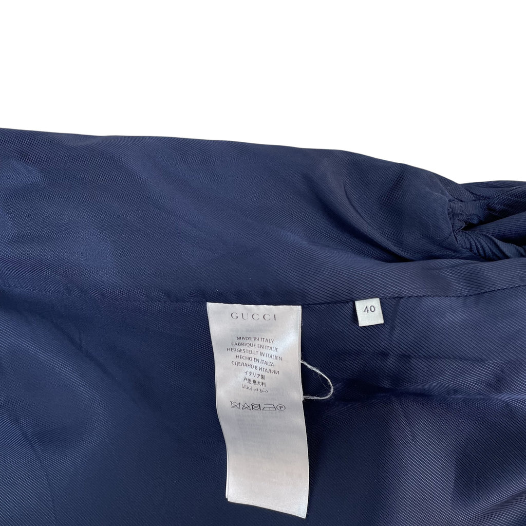 Zenno Archive Gucci navy wool-blend jacket interior care label with size 40 tag and Made in Italy branding