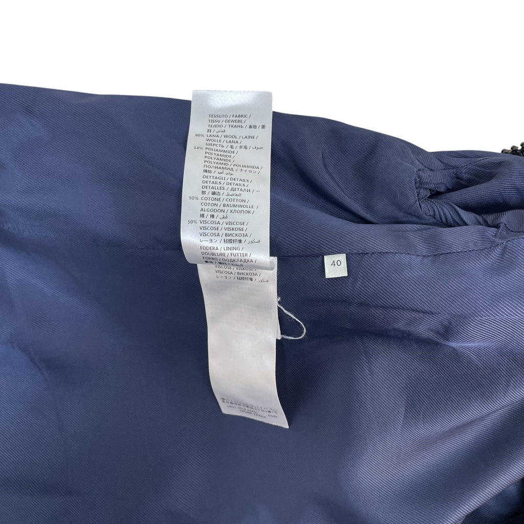 Zenno Archive Gucci wool-blend jacket interior care label with size 40 tag on navy lining