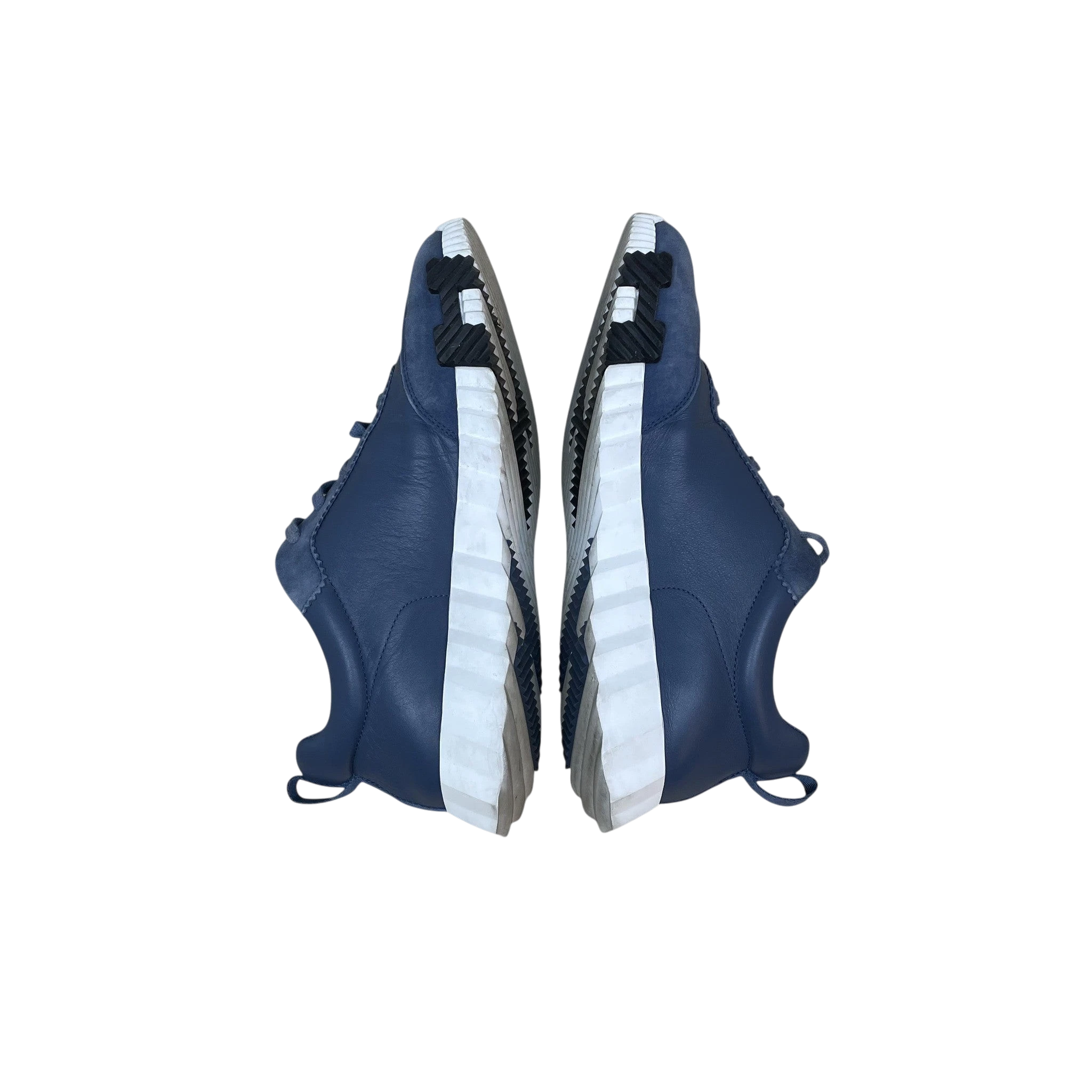 Zenno Archive Hermes Bouncing sneakers in sea blue leather with white rubber soles and black tread details