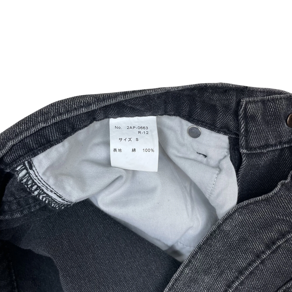 Zenno Archive Hysteric Glamour 90s Hagi denim pants interior label showing size S and 100 percent cotton composition