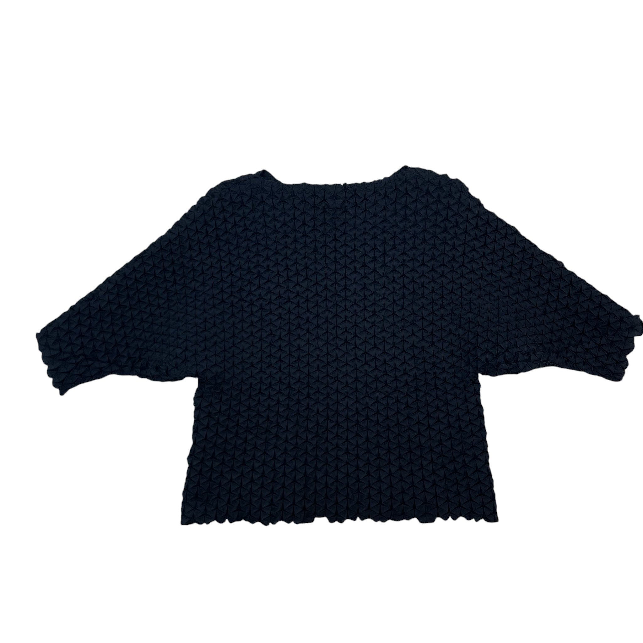 Zenno Archive Issey Miyake SS15 black steam stretch pleated 3D sculptural top with short sleeves