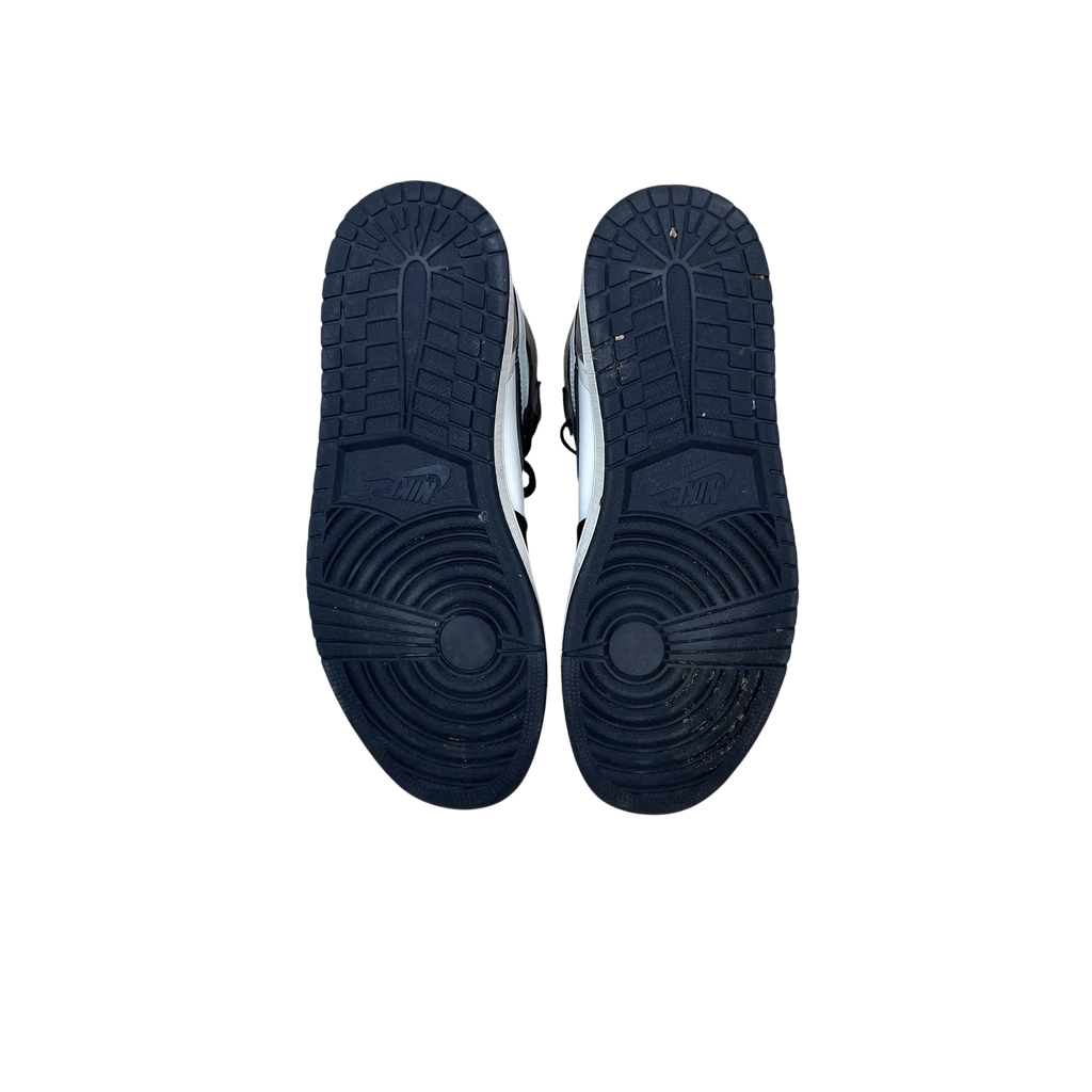 Zenno Archive Nike Air Jordan 1 Retro High OG Dark Mocha sneakers showing black rubber outsoles from below