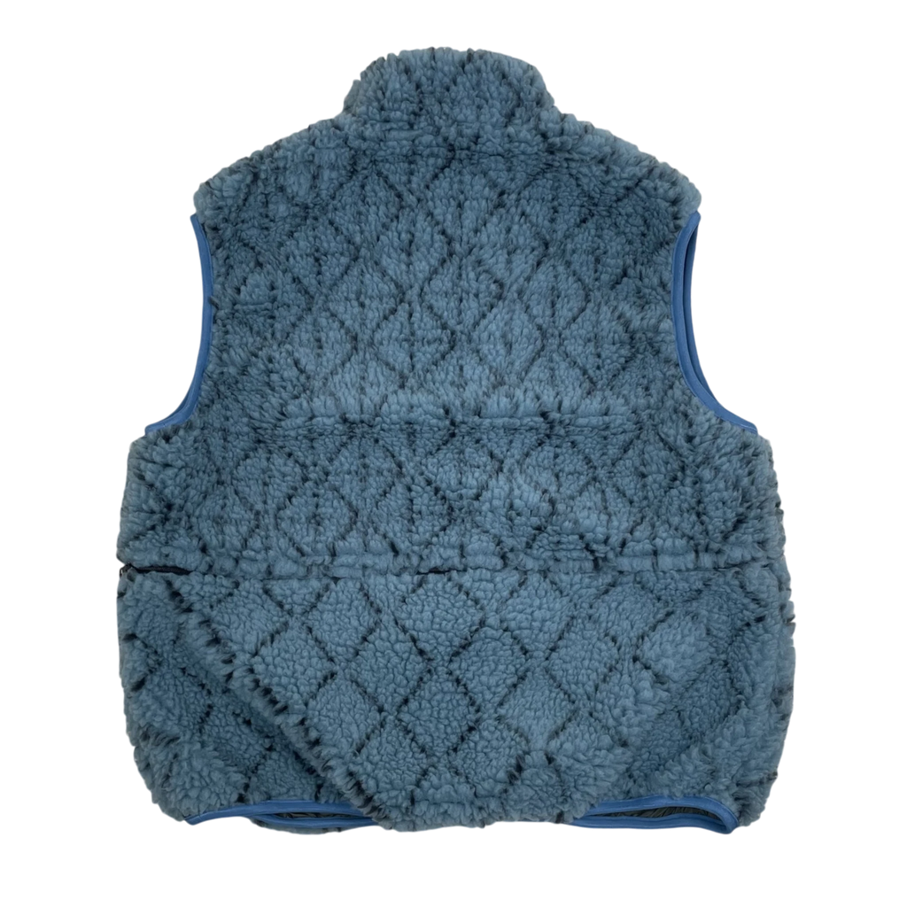 Zenno Archive blue Kapital DO-GI SASHIKO boa fleece reversible vest with diamond quilted texture