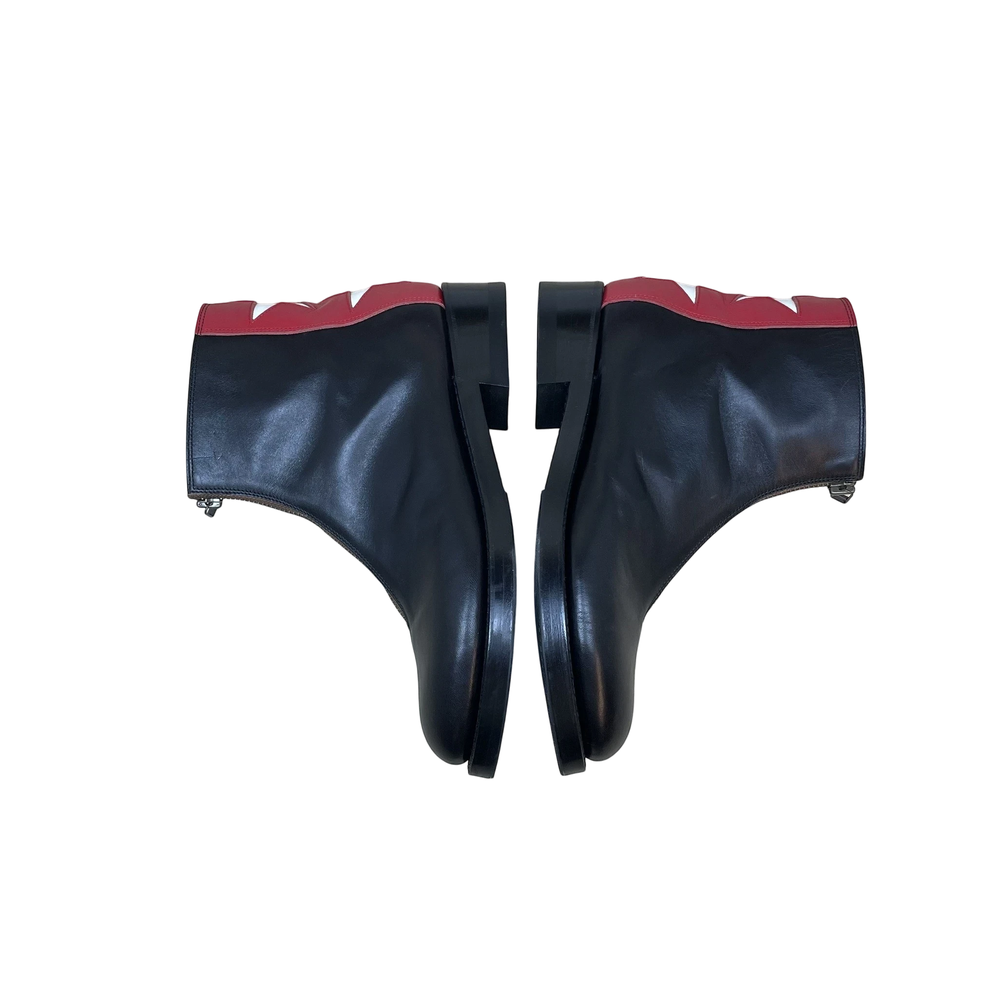 Zenno Archive Kapital Cafe Frisco zip-up leather boots in black and red with white star detailing
