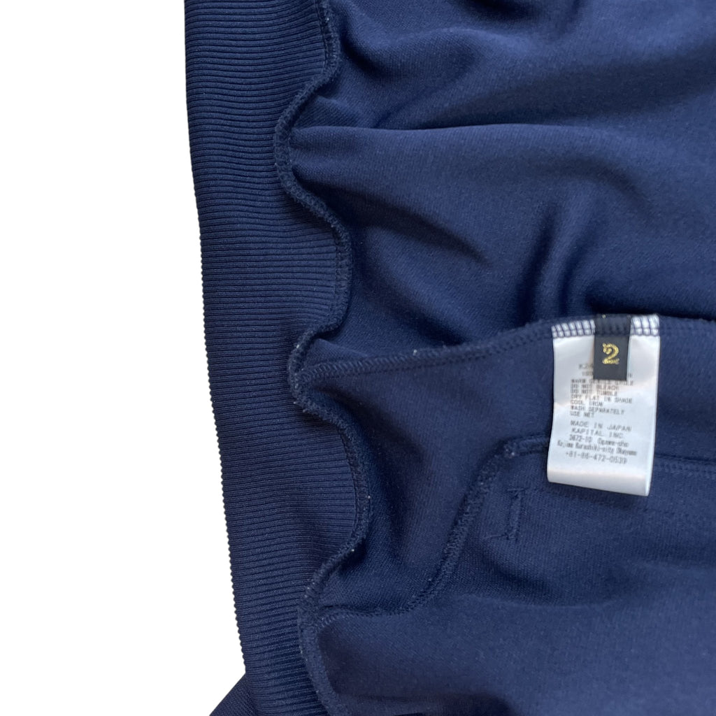 Zenno Archive Kapital navy smooth jersey track jacket interior label and ribbed hem detail