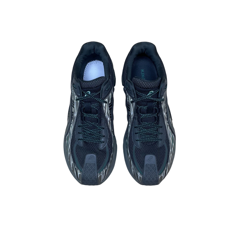Zenno Archive Kiko Kostadinov x ASICS Gel-Flammae sneakers in black and grey with mesh and metallic detailing